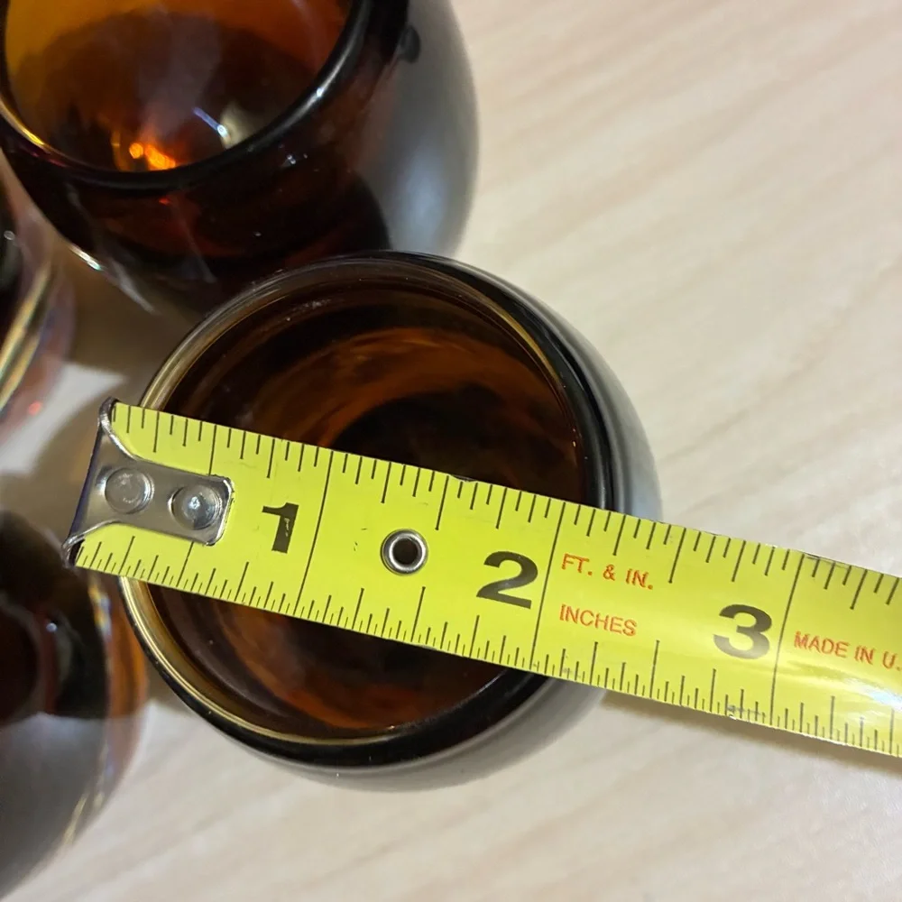 4 Crate & Barrel Diva Amber Topaz Votive Tea Light Candle Holders Set 3 1/4” Vtg
